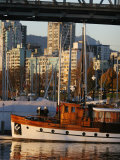 Classic Boat Under Granville Street Bridge, Vancouver, Canada Photographic Print by Lawrence Worcester