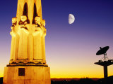Statue, Moon and Satellite Dish, Griffith Observatory, Griffith Park, Hollywood, Los Angeles, USA Photographic Print by Richard Cummins