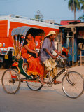 Indian Man in Bicycle Rickshaw, India Photographic Print by Dee Ann Pederson