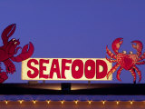 Seafood Sign at Night, Cape Breton, Nova Scotia, Canada Photographic Print by Walter Bibikow
