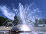 Children Play in the International Fountain of Seattle Center, Seattle, Washington, USA Photographic Print by Charles Crust