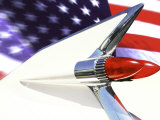 Classic Cadillac and American Flag Photographie par Bill Bachmann