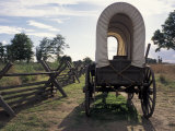 Covered Wagon on Oregon Trail, Lewis and Clark Trail, Whitman Mission, Walla Walla, Washington, USA Photographic Print by Connie Ricca