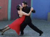 Dancing the Tango Amid Colorful Walls of La Bocoa Barrio, Buenos Aires, Argentina Photographic Print by Lin Alder