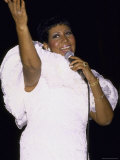Singer Aretha Franklin Performing Premium Photographic Print by David Mcgough