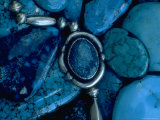 Turquoise Jewelry on Pile of Turquoise Stones Used by Native Americans in Manufacture of Jewelry Premium Photographic Print by Michael Mauney