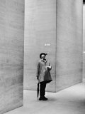 French Actor Jacques Tati Looking at the High Ceiling of an Office Lobby Premium Photographic Print by Yale Joel
