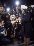 Coretta Scott King and Press in White House After Assassination of Her Husband Luther King Jr Premium Photographic Print by Walter Bennett