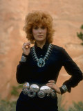 Actress Jill St. John Wearing Plethora of Turquoise Jewelry, Made by Navajao Indians Premium Photographic Print by Michael Mauney