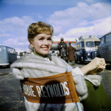 Actress Debbie Reynolds at Airport During Filming of "It Started with a Kiss" Premium Photographic Print by Loomis Dean