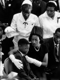 Widow of Slain Civil Rights Activist Medger Evers Comfort Her Grieving Son Darrell During Funeral Premium Photographic Print by John Loengard