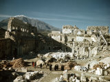 Post War Reconstruction of Benedictine Abbey of Montecassino and Statue of St. Benedict Standing Premium Photographic Print by Jack Birns