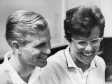 US Women's Singles Championships Winner Billie Jean King with Husband Larry King After Her Victory Premium Photographic Print by Richard Meek