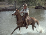 Actor John Wayne During Filming of Western Movie "The Undefeated" Premium Photographic Print by John Dominis