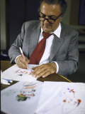 In Rome's Cinecitta Movie Center, Federico Fellini Draws for the Motion Picture "The Clowns" Premium Photographic Print by Carlo Bavagnoli