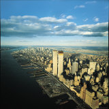 Manhattan from Lower West Side, New World Trade Center's Twin Towers Dominating Landscape Fotografisk tryk af Henry Groskinsky