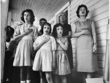 Lady Bird Johnson Joining Pupils at the One Room Lick Branch School Premium Photographic Print by Walter Bennett