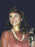 Actress Victoria Principal Holding Oscar Premium Photographic Print by David Mcgough
