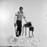 Promotional Shot for the Bob Newhart Show with Bob as Addled Accountant at an Adding Machine Premium Photographic Print by Allan Grant