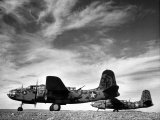 Two Camouflaged A-20 Attack Planes Sitting on Airstrip at American Desert Air Base, WWII Photographie par Margaret Bourke-White