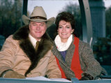 Actors Larry Hagman and Linda Gray Premium Photographic Print by David Mcgough