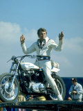 Motorcycle Daredevil Evel Knievel Poised on His Harley Davidson Premium Photographic Print by Ralph Crane