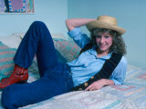 Actress Kate Capshaw Reclining on Bed Premium Photographic Print by David Mcgough