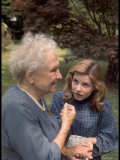 Activist for the Disabled, Helen Keller, Meeting Actress Patty Duke in "The Miracle Worker" Premium Photographic Print by Nina Leen