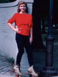 Actress Melissa Gilbert, on Roller Skates Premium Photographic Print by David Mcgough