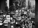 Pre-Christmas Holiday Traffic on 57th Avenue, Teeming with Double Decker Busses, Trucks and Cars Premium Photographic Print by Andreas Feininger