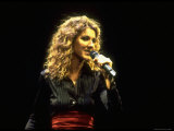 Canadian Pop Music Star Celine Dion Singing Into Microphone During "Hirshfeld Drawing" Function Premium Photographic Print by Dave Allocca