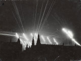 Silhouette of the Embattled Kremlin During German Bombing Raid on the City Premium Photographic Print by Margaret Bourke-White