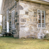 Detail of Small 19th Century Stone Church with Stained Glass Windows in Rural New England Photographic Print by Walker Evans