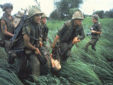 Marines Recovering Dead Comrade While under Fire During N. Vietnamese/Us Mil. Conflict Premium Photographic Print by Larry Burrows