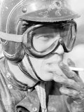 Actor Steve McQueen in Helmet and Goggles During 500 Mi. Motorbike Race Across Mojave Desert Premium Photographic Print by John Dominis