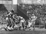 Ny Giants in Dark Jerseys, in a Football Game Against the Green Bay Packers at Yankee Stadium Premium Photographic Print by John Loengard