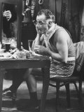 Actor Art Carney in Dressing Room Making Up for His TV Show Premium Photographic Print by Leonard Mccombe