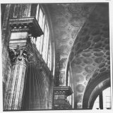 Ornate Classical Corinthian Columns and Coffered Ceiling Around Windows in Interior of Penn Station Photographic Print by Walker Evans