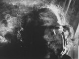 Hippie Poet Allen Ginsberg Smoking Premium Photographic Print by John Loengard