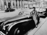 Authoress Francoise Segan Standing Beside Her Jaguar Premium Photographic Print by Thomas D. Mcavoy
