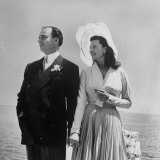 Prince Aly Khan with 2nd Wife, Rita Hayworth at Seaside after Wedding Ceremony in France Premium Photographic Print by Nat Farbman