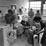 Cornell University Home Economics Students Learn the Characteristics of Commercial Washing Machines Photographic Print by Nina Leen Cornell University Home Economics Students Learn the Characteristics of Commercial Washing Machines Photographic Print by Nina Leen