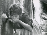 Actress Sophia Loren Drinking Water from Spigot During the Filming of Madame Sans Gene Premium Photographic Print by Alfred Eisenstaedt