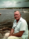 Author Ernest Hemingway at Cuban Fishing Village Like the One in Book 