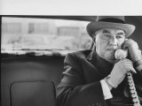 Realtor William J. Zeckendorf, Sitting in the Back Seat of His Limousine Talking on the Telephone Premium Photographic Print by John Loengard