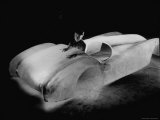 Designer Bill Tritt Inspecting the First Production Model Body of His Plastic Car Premium Photographic Print by J. R. Eyerman