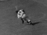 Action Shot of Willie Mays During the Giant Vs. Dodgers Game Premium Photographic Print by Yale Joel