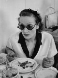Actress Marlene Dietrich Eating at the Paramount Commissary, Wearing Sunglasses Premium Photographic Print by Alfred Eisenstaedt