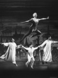 Actress Mary Martin Gives kids a Flying Lesson in the Broadway Production of Musical "Peter Pan" Premium Photographic Print by Allan Grant