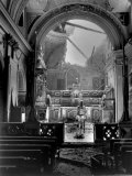 Pvt. Paul Oglesby, 30th Infantry, Standing in Reverence Before Altar in Damaged Catholic Church Photographic Print by Benson 
